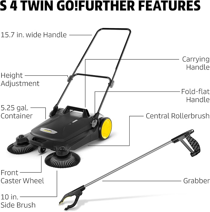 Kärcher Walk Behind Outdoor Push Sweeper S 4 Twin Go!Further - Image 3