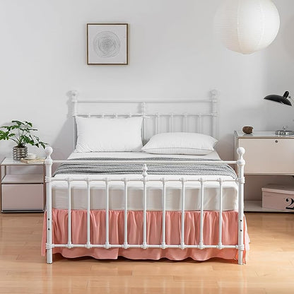 Bed Skirt Queen Size Ruffled Bed Skirt with Split Corners, 18 Inch Drop Dust Ruffle Bed Skirts with Platform, 18 Inch, Peach, Queen Size
