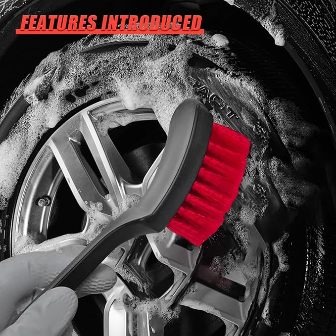 8.3×2.5 Inch Car Wash Brush, Soft Bristle Short Handle Carpet Cleaning Brush - Image 4