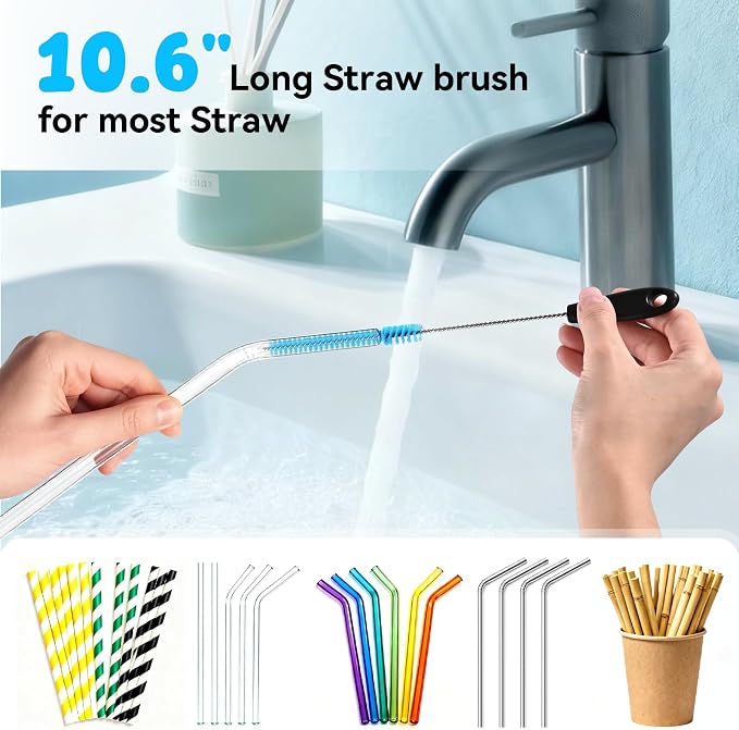 Bottle Brush Set with Straw Cleaner Brush and 3 in 1 Cup Lid Cleaning Brush - Image 5