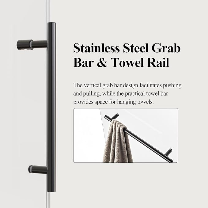 46-48" W x 76" H Frameless Sliding Shower Door, Safety Bathroom Single Sliding - Image 6