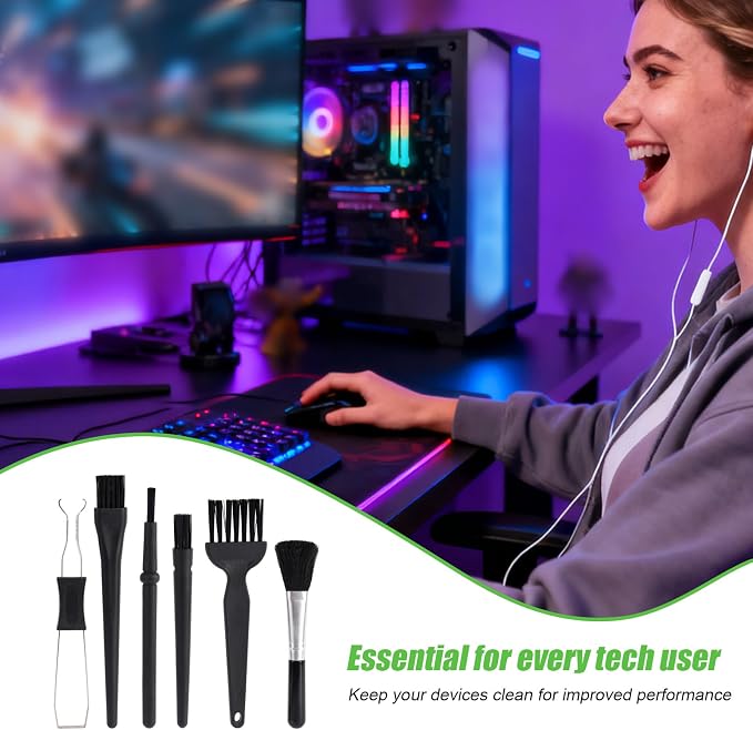 6pcs Keyboard Cleaning Kit, Stainless Steel Keycap Puller & Anti Static Dust - Image 5