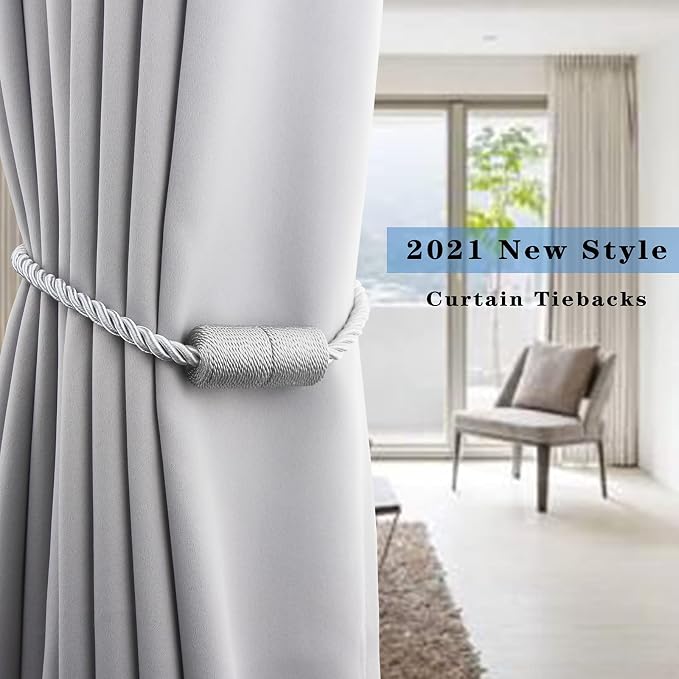 2 Pack Grey Strong Magnetic Curtain Tiebacks Outdoor Elegant Decorative Tie - Image 6