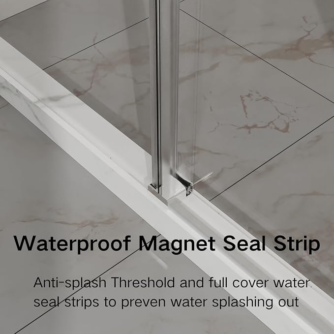 Frameless Shower Door 60" W x 72" H, 1/4" Clear Tempered Glass, Sliding Design - Image 4
