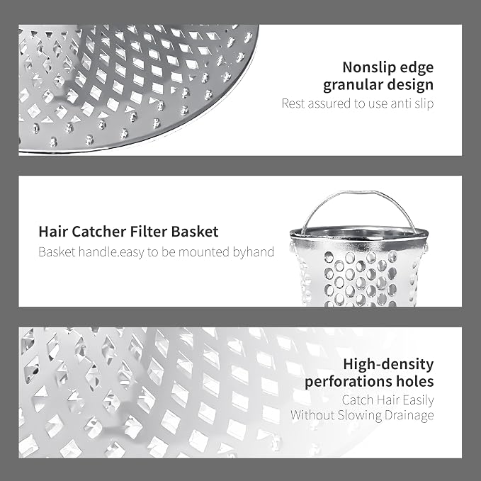 Tub Drain Protector Drain Hair Catcher, Stainless Steel Bathtub Shower Drain - Image 5