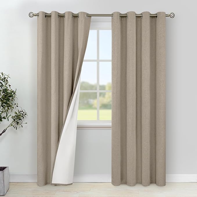 YoungsTex Burlap Linen 100% Blackout Curtains 84 Inches Long by YoungsTex