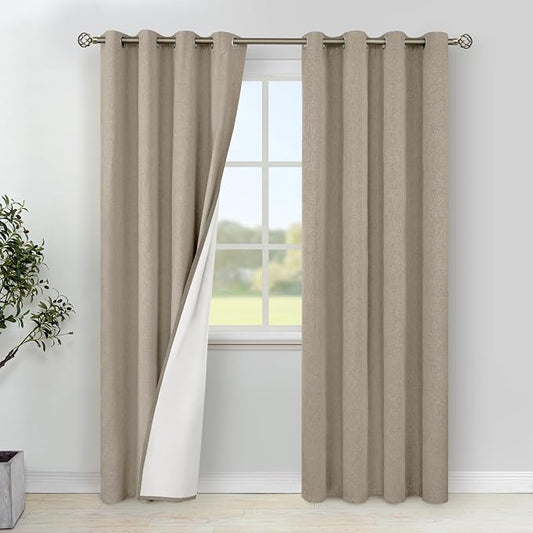 YoungsTex Burlap Linen 100% Blackout Curtains 84 Inches Long by YoungsTex