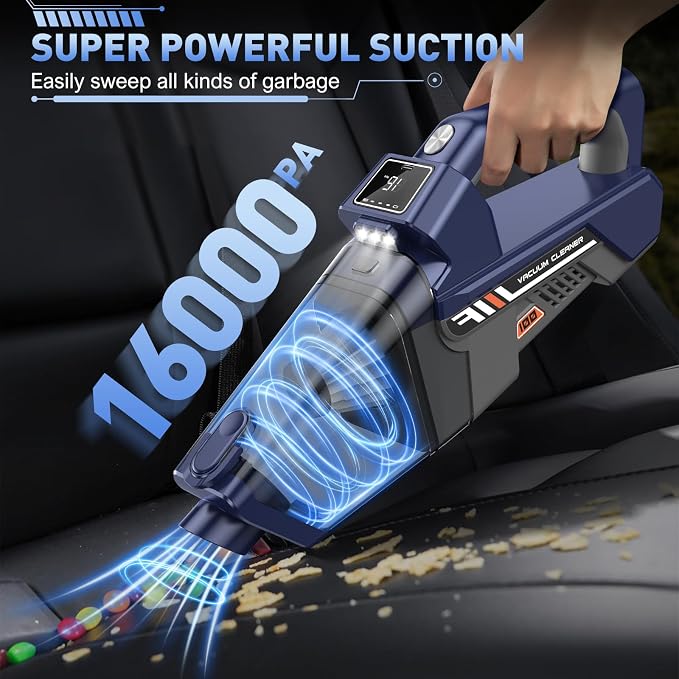JONYJ Handheld Vacuum Cordless, 16000PA High Power Car Vacuum Cleaner, Portable - Image 2