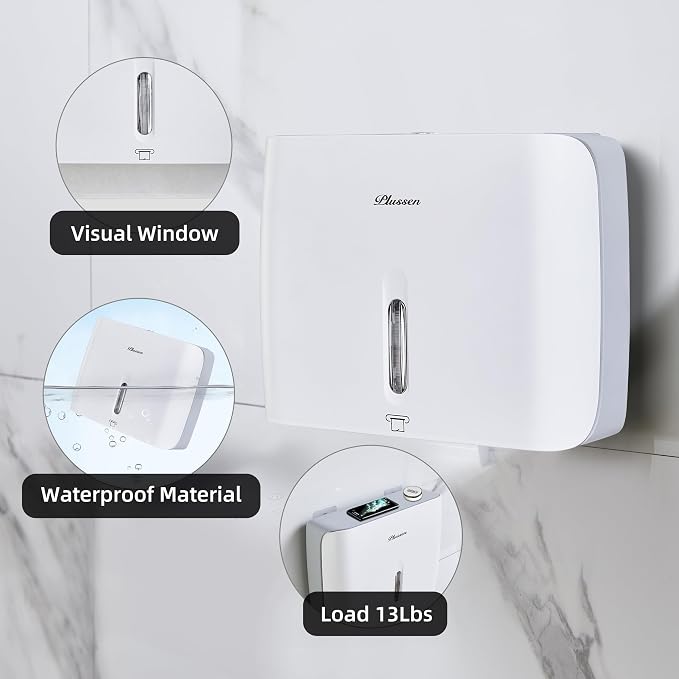 Paper Towel Dispenser Wall Mount Commercial Pack of 3 White Holder Fits - Image 4