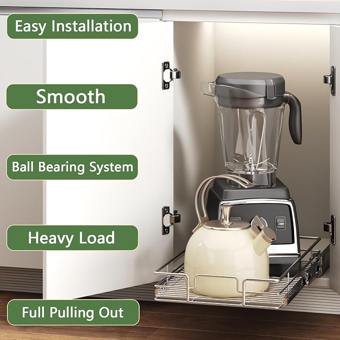 Pull Out Cabinet Organizer 10½" W x 18" D, Heavy Duty Cabinet Pull Out Shelves - Image 2