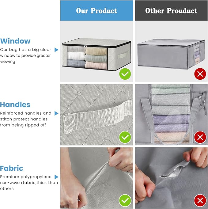 HomeHacks Storage 8-Pack Clothes Organizer Storage Bags Foldable Storage Box - Image 5