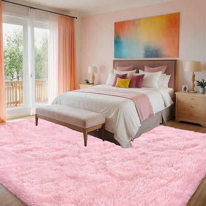 5x7 Area Rugs for Living Room Rug: Soft Fluffy Shag Pink Rugs for Bedroom, Non-Slip Large Fuzzy Plush Rug Indoor Floor Carpet for Nursery Kids Boys Girls Room, Dorms, Playroom, Modern Home Decor