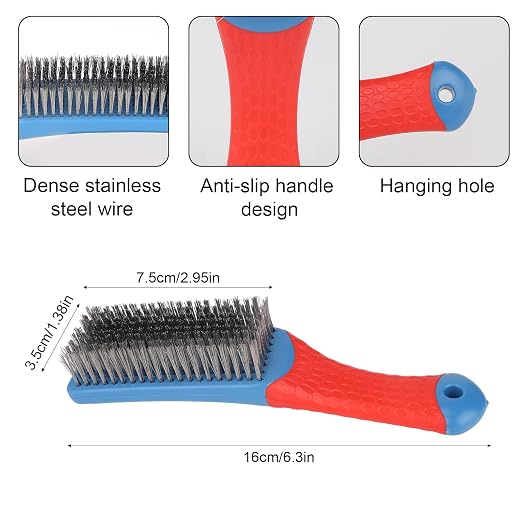 4pcs Small Wire Brushes with Curved Handles, Reinforced Bristle Heavy Duty - Image 2