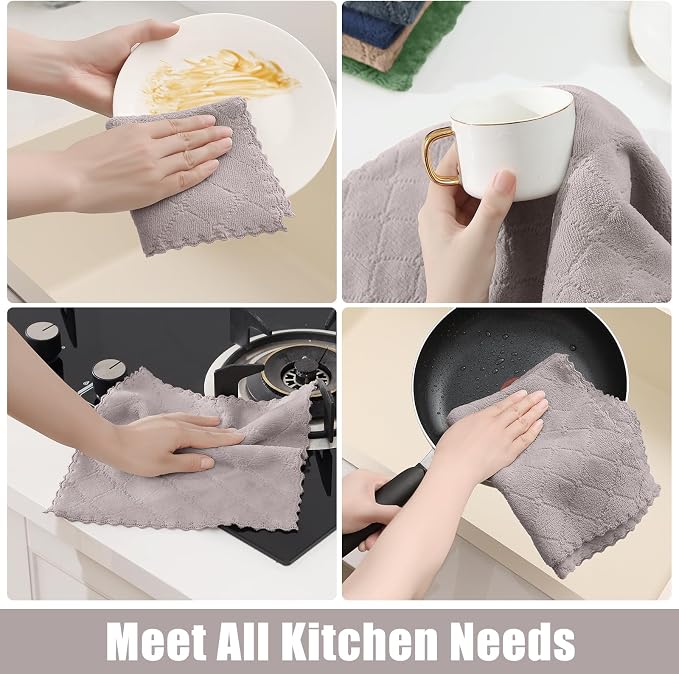 Homaxy Kitchen Towels and Dishcloths Set, 10 x 10 and 13 x 19 Inches, No Lint - Image 5