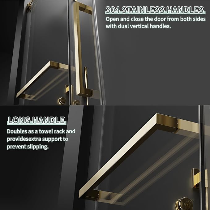Frameless Shower Door 56-60 in. W x 76 in. H, Single Sliding Glass Door - Image 8