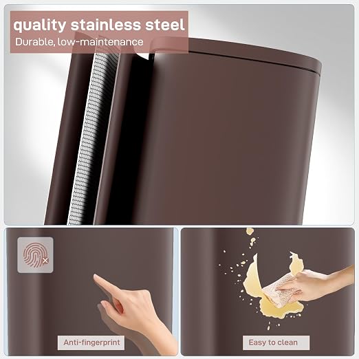 Arlopu 8 Gallon Step Trash Can, Stainless Steel Garbage Bin, Soft-Close Rubbish - Image 6
