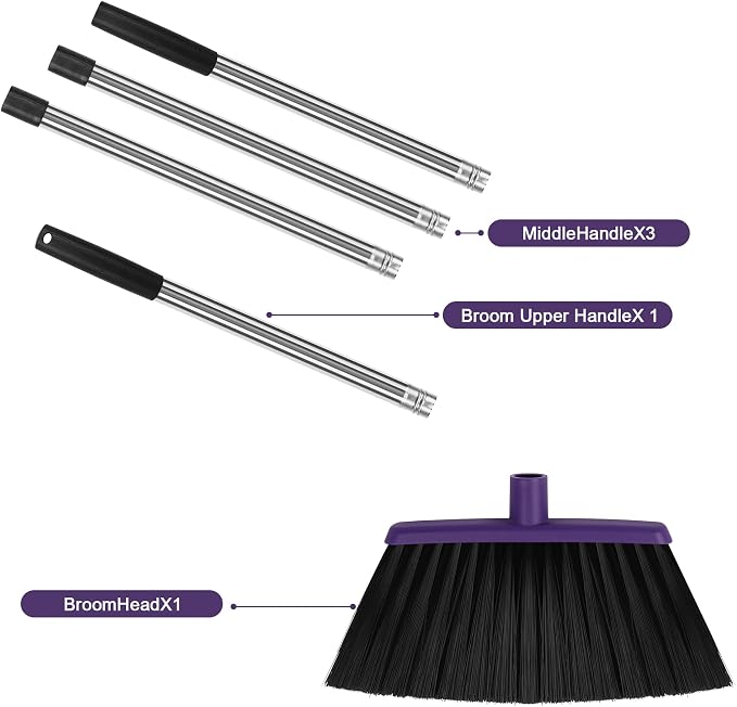 Heavy Duty Angle Broom, 55-Inch Long Handle Extra Wide 12.6 Inch Head, - Image 4