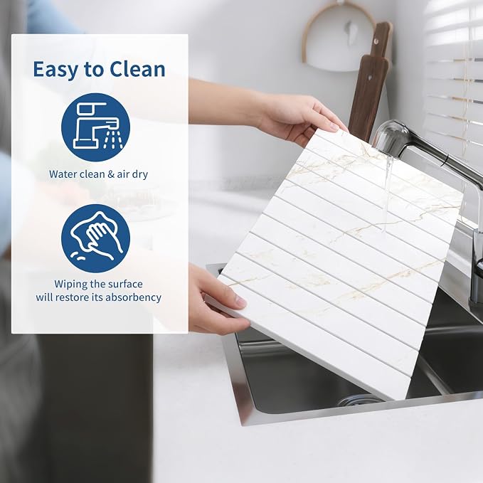 Hopegiver Stone Drying Mat for Kitchen Counter, Super Absorbent, Non-Slip & - Image 5