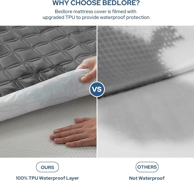 BEDLORE Waterproof Mattress Protector, Noiseless King Size Mattress Pad - Image 2