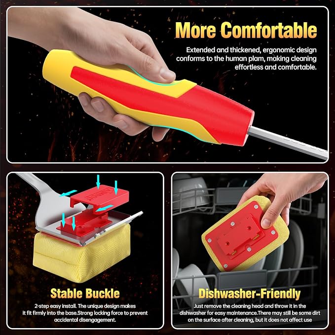 Grill Cleaning Brush Bristle Free Outdoor 19inch Extended Handle Grill Cleaner - Image 5