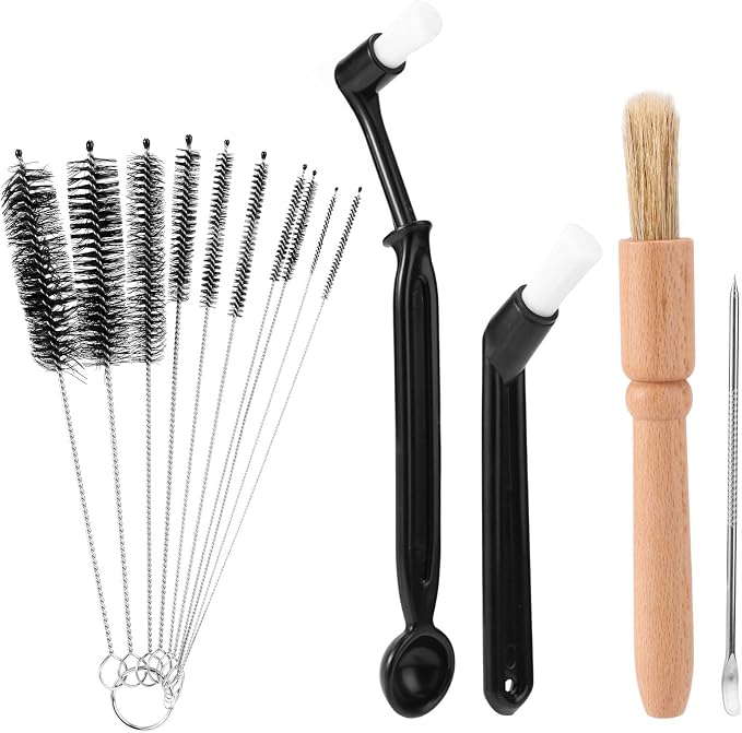 14pcs Coffee Machine Cleaning Brush Set, Wood & Plastic Espresso Grinder Maker by Unknown