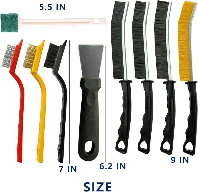 9Pcs Crevice Cleaning Brush Set, Hard Bristle Cleaning Brushes - Image 5