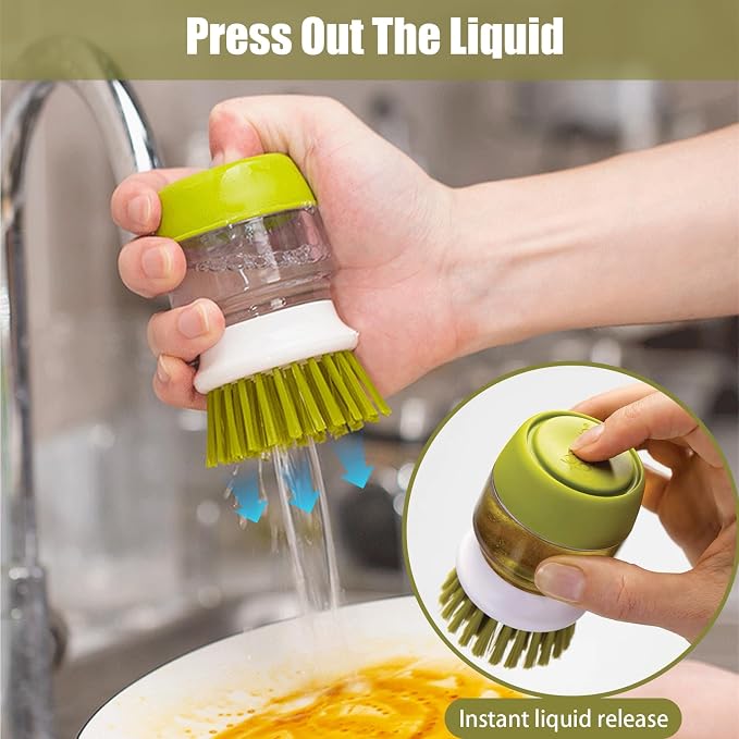 Soap Dispenser Dish Brush Palm Brush Scrub Brush Equipped - Image 4
