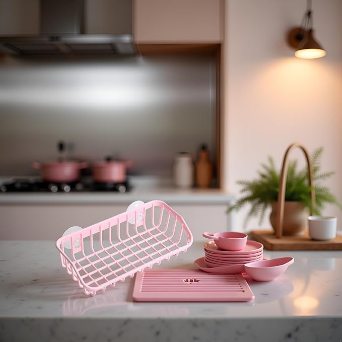 Pink Multifunctional Drain Rack, Hanging Storage Rack Drain Rack Sink Shelf - Image 6