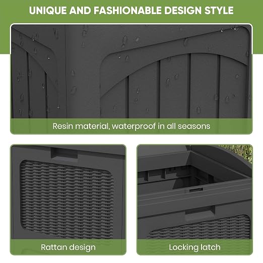 Patiowell 36 Gallon Outdoor Trash Can, Resin Outdoor Garbage Can - Image 4