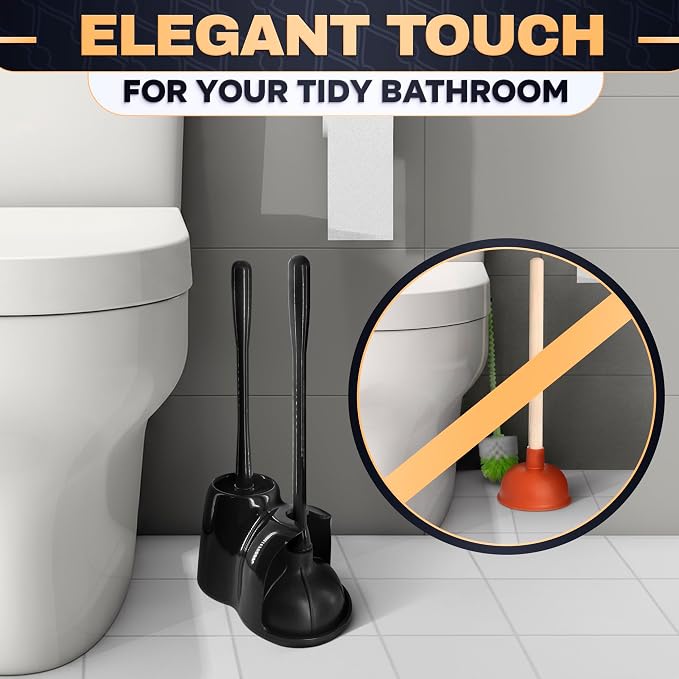 2-in-1 Black Toilet Brush and Plunger Set - Image 9