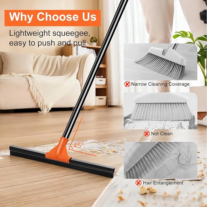 Heavy Duty Floor Squeegee for Concrete Tile Cleaning, Commercial Scrubber Mop - Image 5
