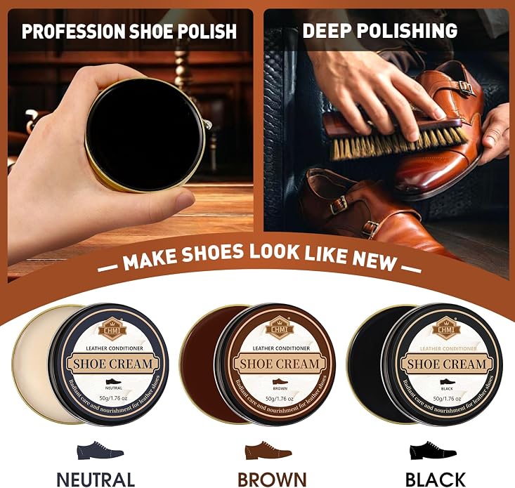 CHMI 16PCS Leather Shoe Polish Kit, Shoe Shine Kit - Image 4