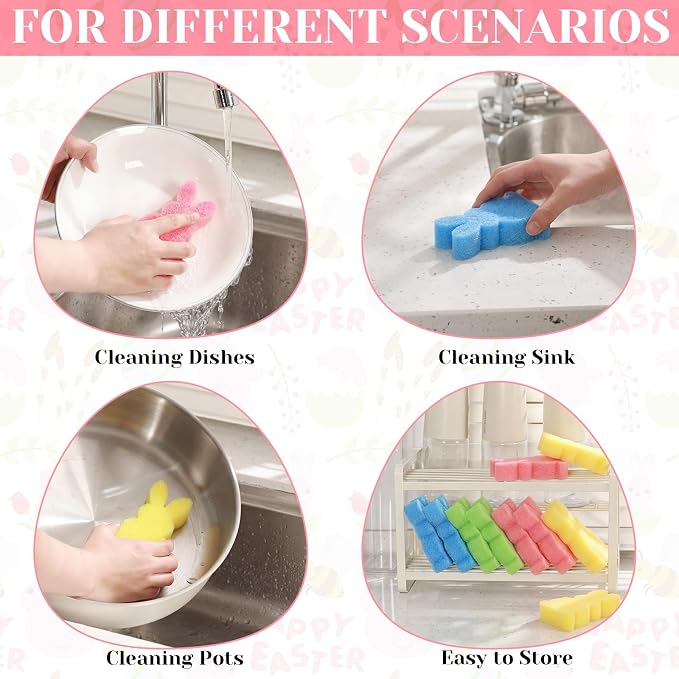 Tioncy 12 Pack Kitchen Sponges Bulk Dual Sided Scrubber Sponges Dishwashing - Image 3