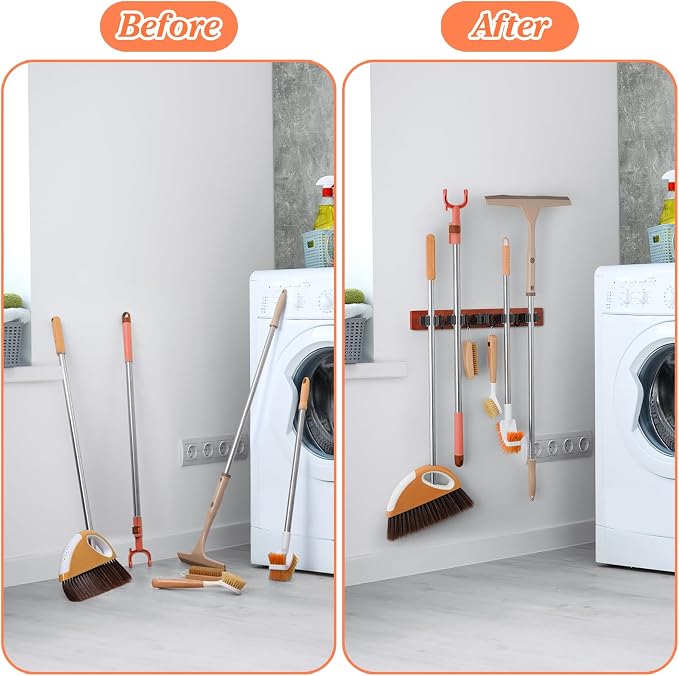 Brown Broom Holder Wall Mount - Image 6