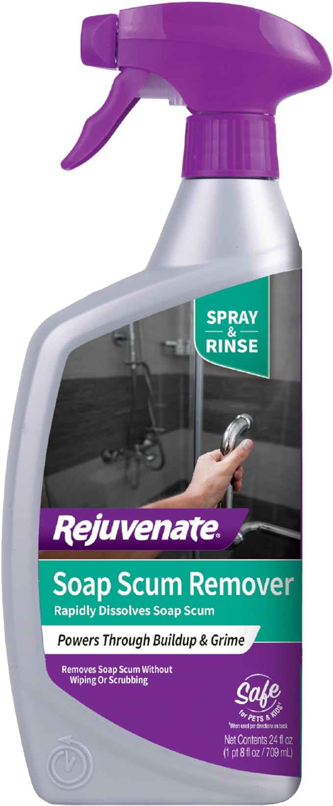 Rejuvenate Soap Scum Remover Easily Dissolves Soap Scum Without Scrubbing by Rejuvenate