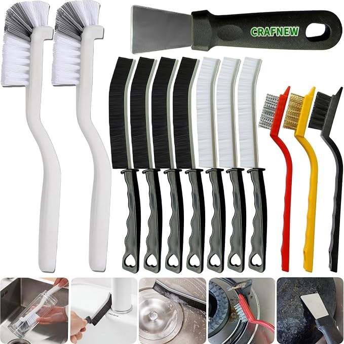 13Pcs Crevice Cleaning Brush Set, Cleaning Brush Tools, Hard Bristle Gap by CRAFNEW