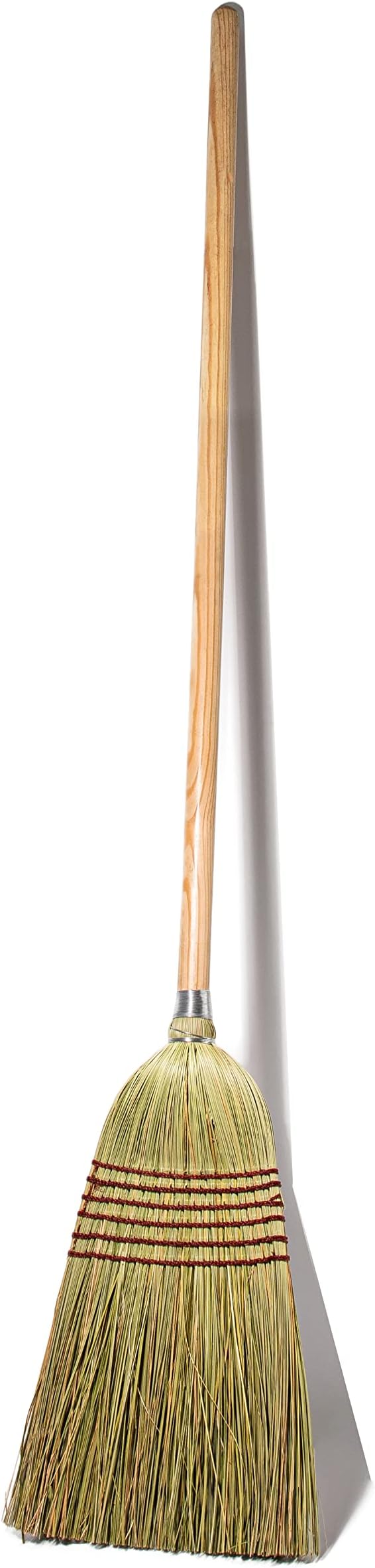 Corn Broom with Wood Handle Heavy Duty Indoor Outdoor Broom - Image 2