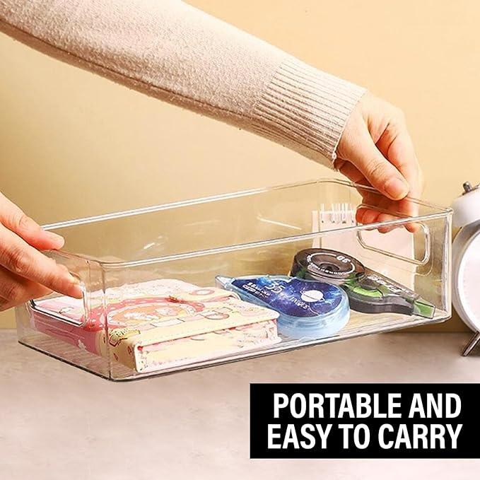 Clear Plastic Storage Bins, Home Bathroom Laundry Room Freezer Refrigerator - Image 7
