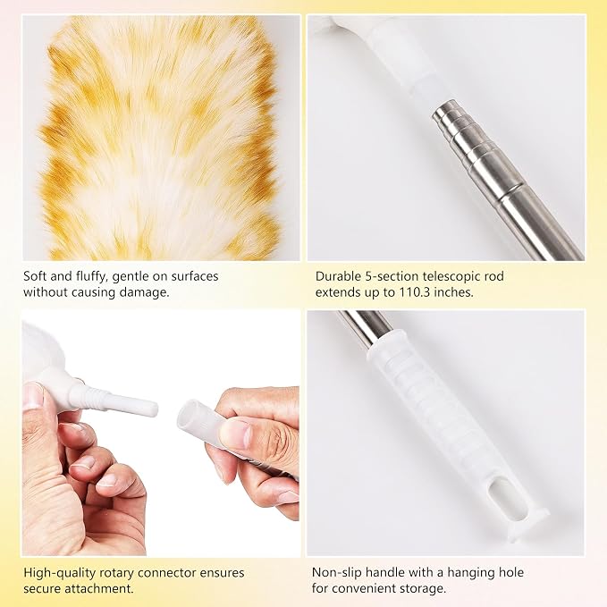Lambswool Extendable Duster 29-110 Inch, Anti-Static Flexible Head, Stainless - Image 3