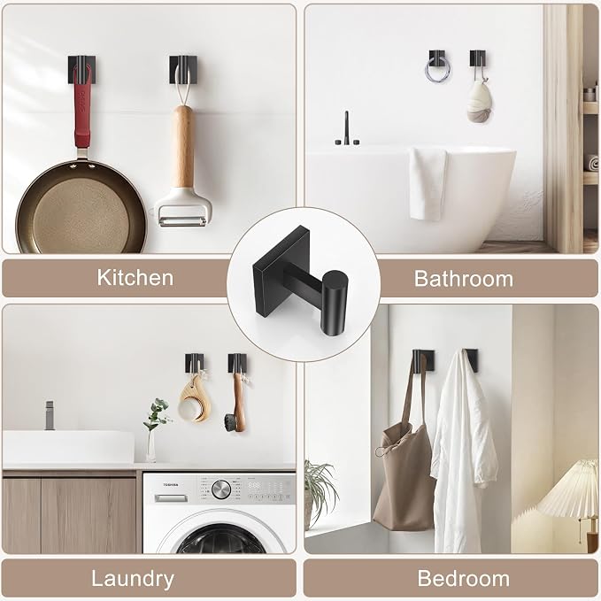 Towel Ring Set 4 Piece Bathroom Hardware Set Includes Towel Ring 2 Towel Hooks - Image 5