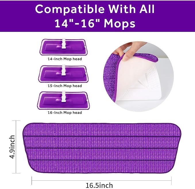 16.5 inch Mop Pads Refills, 3 Pack Microfiber Reusable Replacement Mop Pads - Image 3