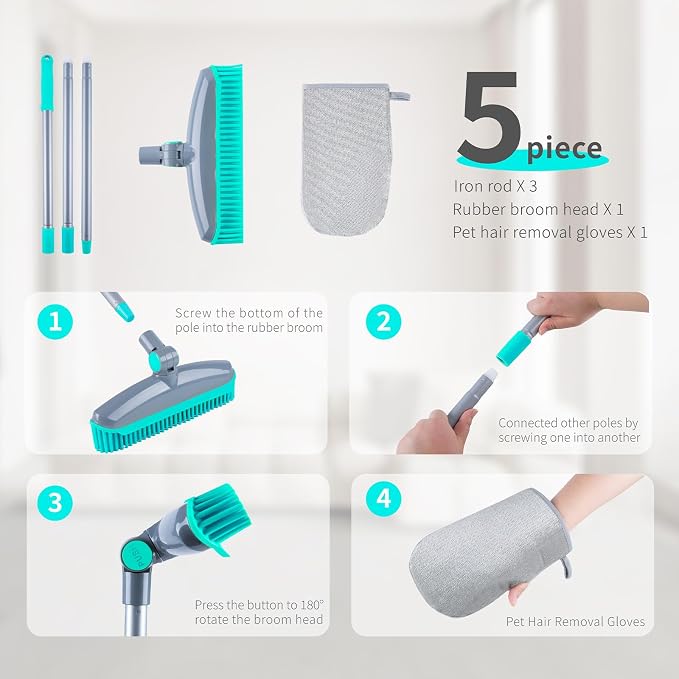 180°Rotating Rubber Broom with Squeegee - Image 6