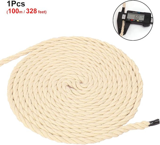 1/4 Inch Diameter White Cotton Rope 328 Feet Rope Composed of Four Strands of - Image 2