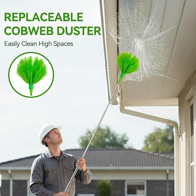 Cobweb Duster with Extension Pole, 3-in-1 Washable Cobweb Duster, Duster with - Image 3