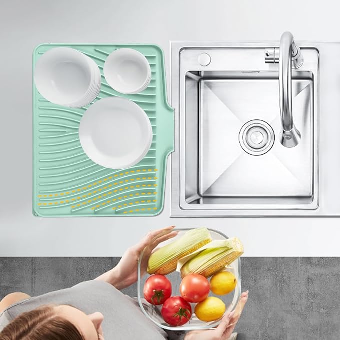 Silicone Dish Drying Mat for Kitchen Counter, Dish Drying Pad, Non-Slip Drain - Image 6