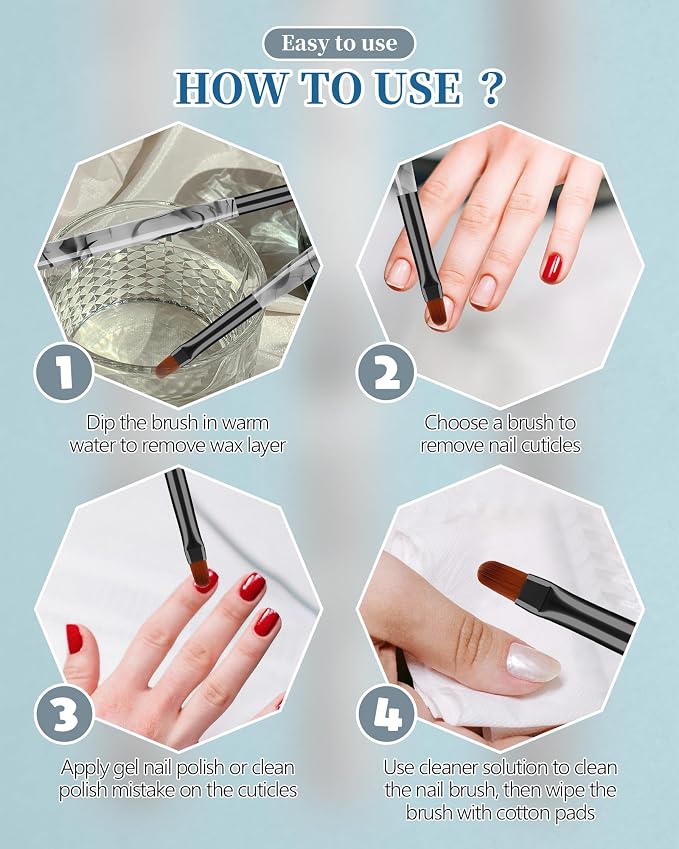 3PCS Nail Polish Clean Up Brush, Round&Falt&Angled Acetone Resistant Nail Brush - Image 7