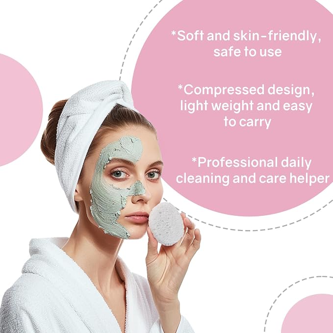 50-Count Compressed Facial Sponges, 100% Natural Cellulose Cosmetic Make Up - Image 5