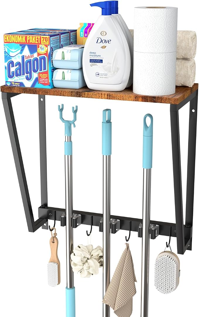 Broom Holder Wall Mount, Heavy Duty Broom & Mop Organizer Wall Hanging by Egula