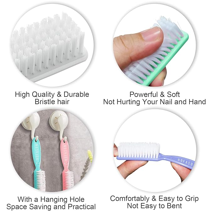 HOFASON 6 Pack Nail Brush for Cleaning Fingernails, Nail Brush Handle Grip - Image 5