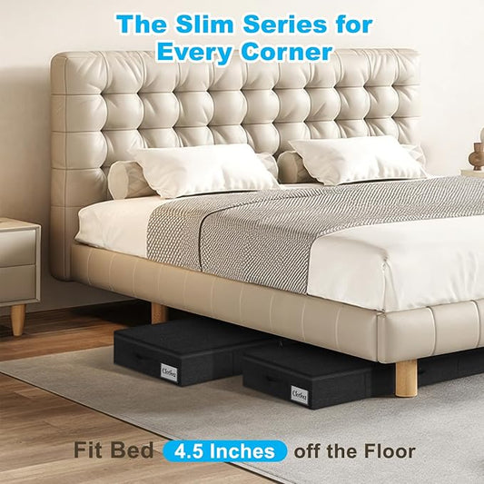 Under Bed Storage Container Bins 2 Pack, 4.5 Inch Slim Low Profile Underbed - Image 2